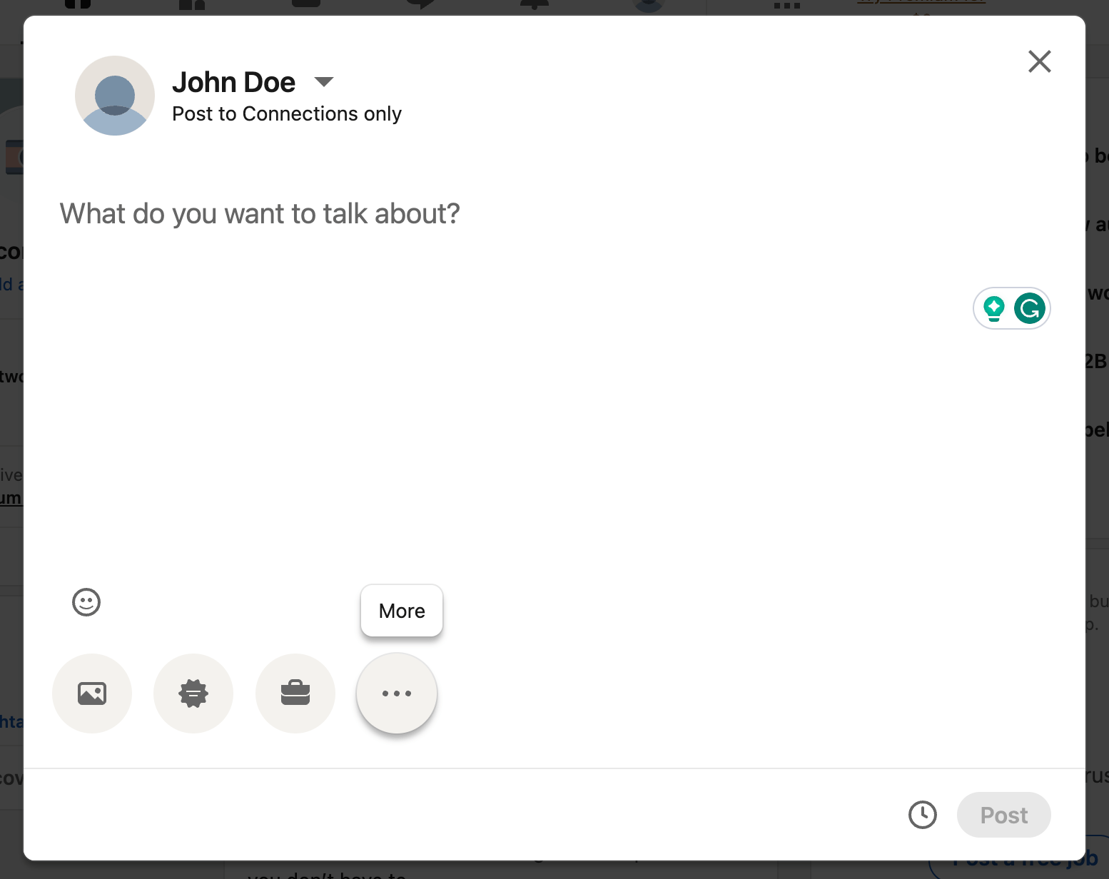 How to post a LinkedIn Carousel: Step 2 - Click 'More'