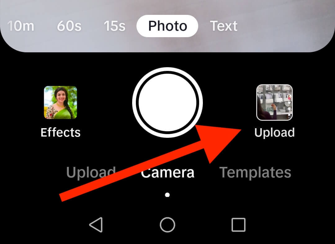 How to post a TikTok Carousel: Step 3 - Open upload view