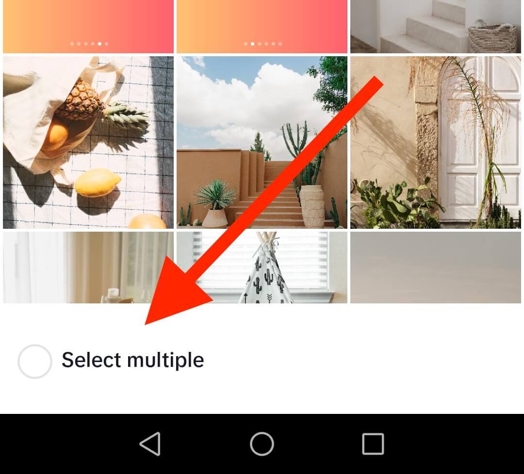 How to post a TikTok Carousel: Step 4 - Activate image multi-select