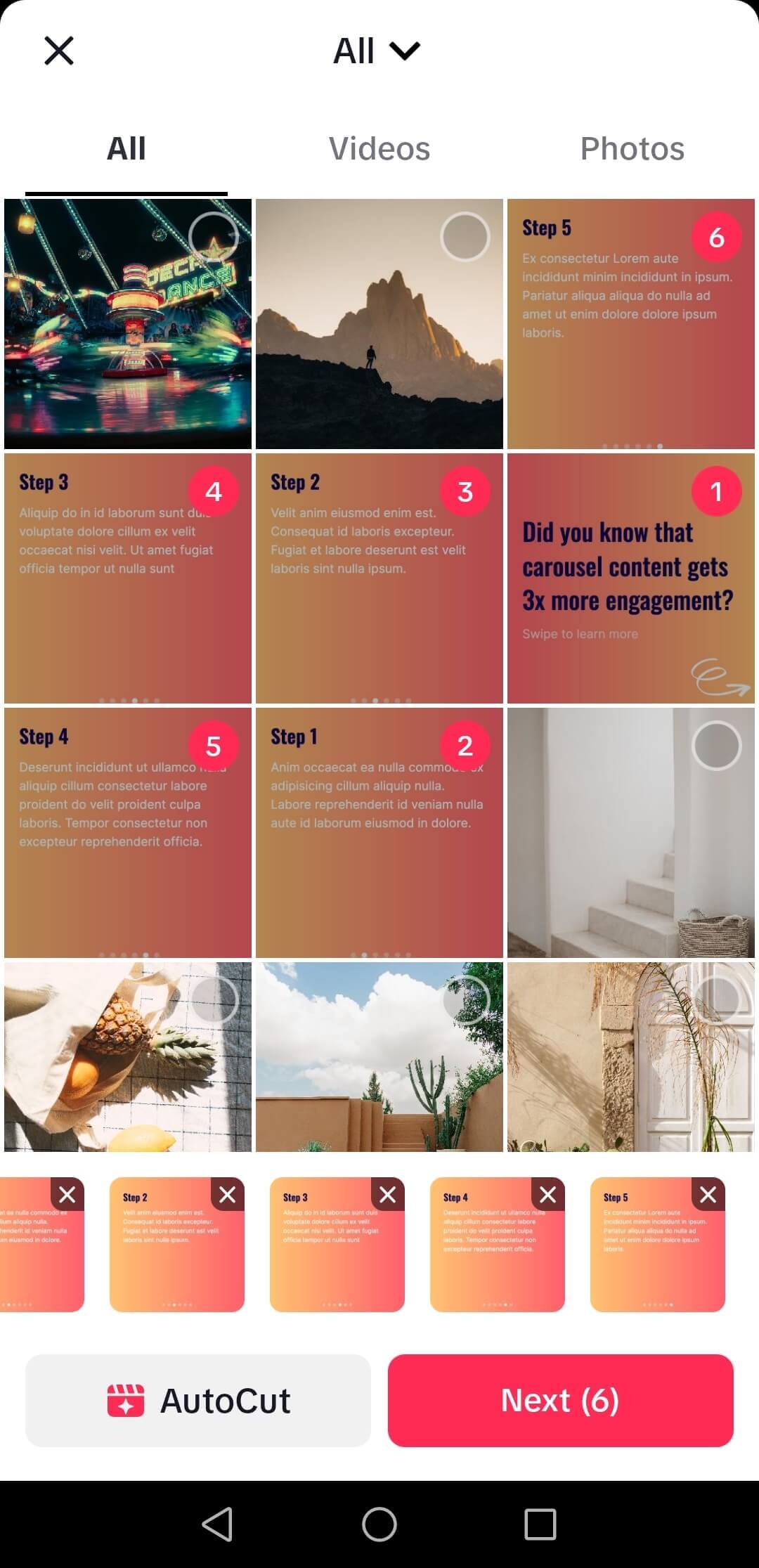 How to post a TikTok Carousel: Step 5 - Select images